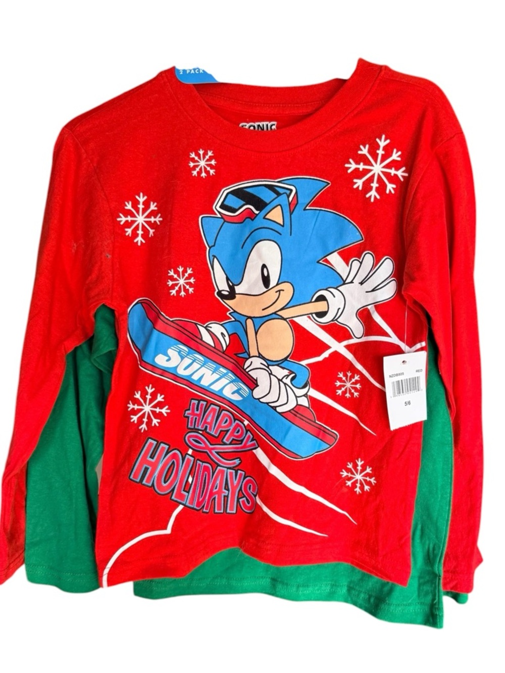 Sonic the Hedgehog T-Shirts, Green, Red, 5/6